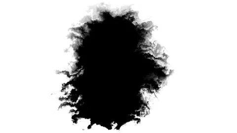 Drop ink transition, alpha channel footage, black and white Ink Drops Transition Video stock 311808412