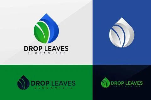 Drop Leaf logo vector, Brand Identity logo design, modern logo, Logo Designs  Stock Illustration