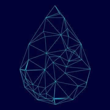 Drop low poly triangulation triangulated polygonal electric cyan blue vibrant Ilustración de archivo
