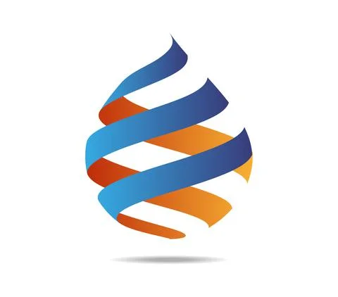 A drop made of three ribbons in blue and orange Stock Illustration