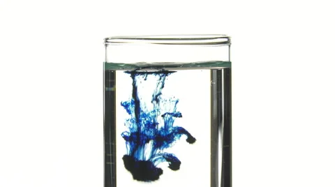 Drop of methylene blue in water to a test tube Stock-Footage 64287660