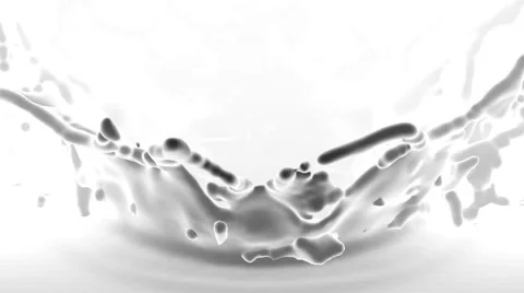 Drop of milk falling in slow motion. Full HD 3d render. Stock Footage 52387284