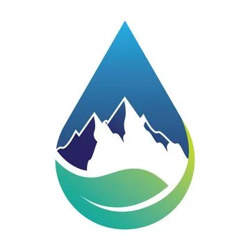 Drop with mountain and leaves logo Stock Illustration