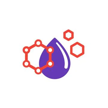Drop with nano particles icon on white, flat Stock Illustration