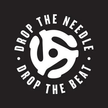 Drop the needle, drop the beat vinyl record logo Иллюстрация
