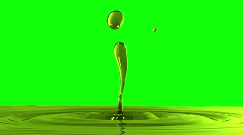 Drop of olive oil macro with the focus effect (drop 2) on the green screen Stock Footage 56508385