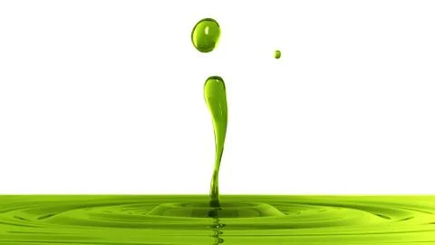 Drop of olive oil macro with the focus effect (side view on white background) Stock Illustration