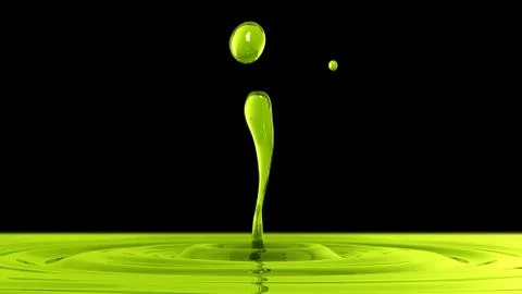 Drop of olive oil macro with the focus effect (side view on black background) Stock Illustration