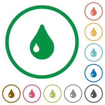 Drop outlined flat icons Stock Illustration