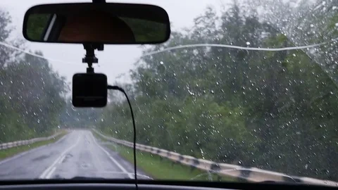 Drop of rain falls on the windshield of the car 스톡 동영상 80151002
