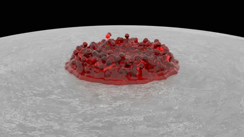 A drop of red ink drops and spread over, creating a spots. Animation of red Stock Footage 119924602