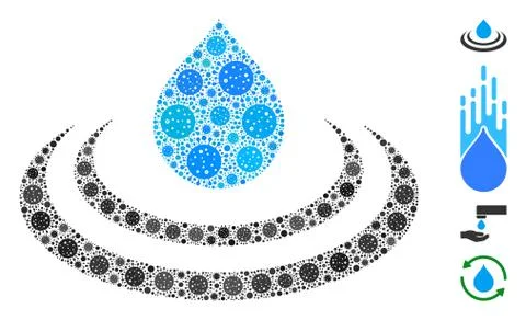 Drop Ripple Collage of CoronaVirus Elements Stock Illustration