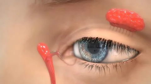 A drop of the saline, watery fluid continually secreted by the lacrimal gland Stockillustratie