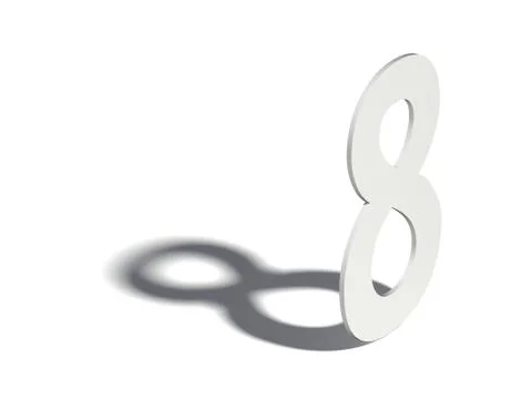 Drop shadow digit. Number EIGHT 8. 3D Ilustração Stock