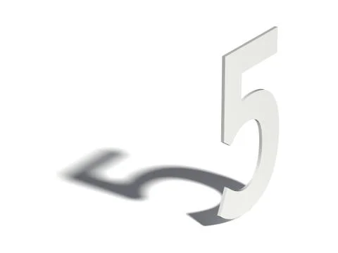 Drop shadow digit. Number FIVE 5. 3D Ilustração Stock