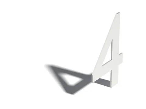 Drop shadow digit. Number FOUR 4. 3D Ilustração Stock