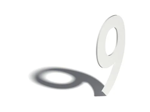 Drop shadow digit. Number NINE 9. 3D Ilustração Stock