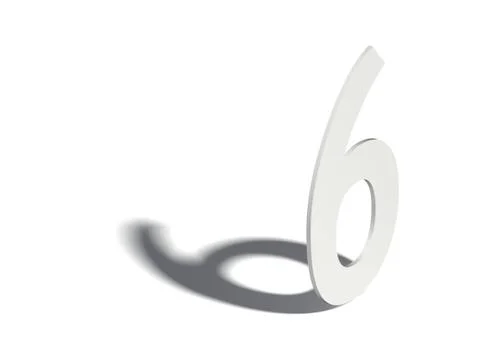 Drop shadow digit. Number SIX 6. 3D Ilustração Stock