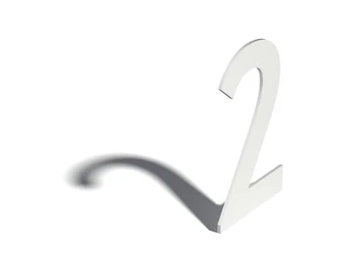 Drop shadow digit. Number TWO 2. 3D Ilustração Stock