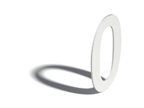 Drop shadow digit. Number ZERO 0. 3D Ilustração Stock