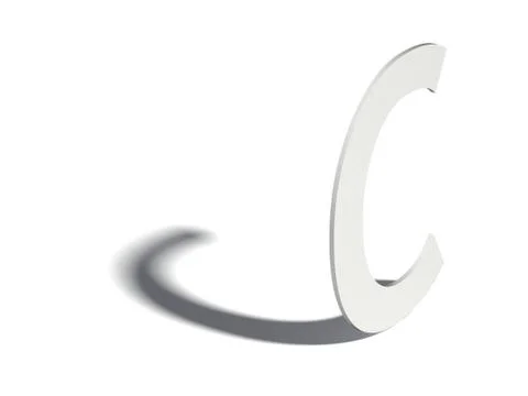 Drop shadow font. Letter C. 3D Ilustração Stock