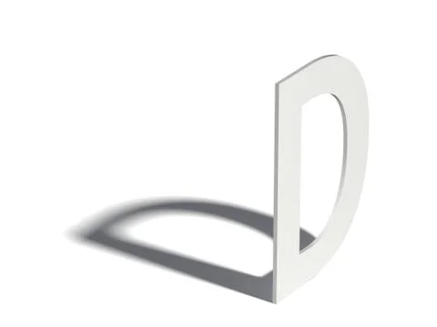 Drop shadow font. Letter D. 3D Ilustração Stock