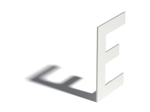 Drop shadow font. Letter E. 3D Ilustração Stock