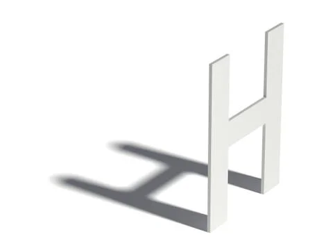 Drop shadow font. Letter H. 3D Ilustração Stock