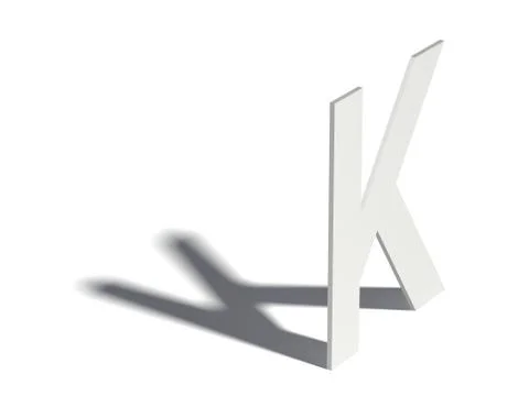 Drop shadow font. Letter K. 3D Ilustração Stock