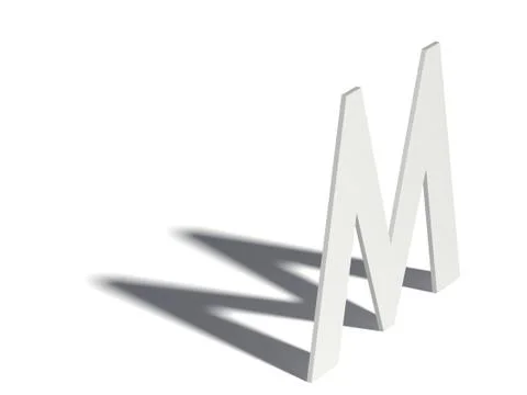 Drop shadow font. Letter M. 3D Ilustração Stock