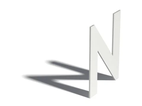 Drop shadow font. Letter N. 3D Ilustração Stock