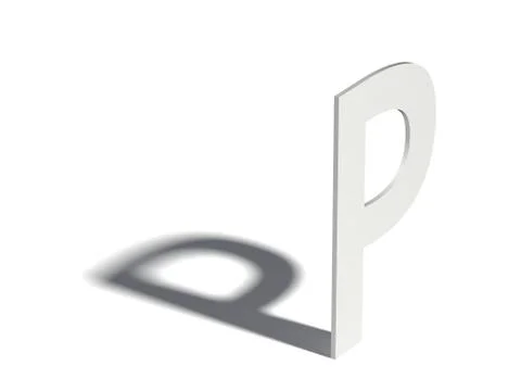 Drop shadow font. Letter P. 3D Ilustração Stock