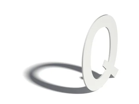 Drop shadow font. Letter Q. 3D Ilustração Stock