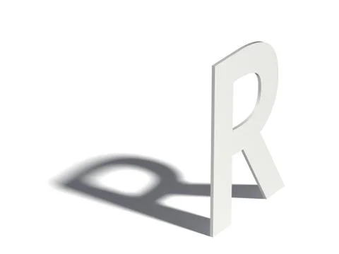 Drop shadow font. Letter R. 3D Ilustração Stock