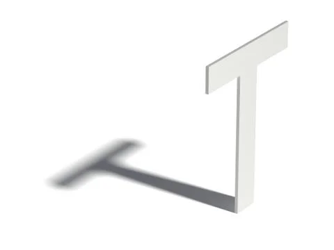 Drop shadow font. Letter T. 3D Ilustração Stock
