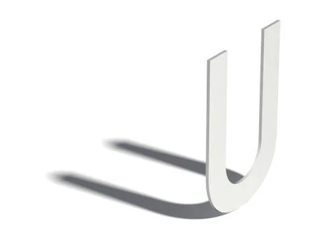Drop shadow font. Letter U. 3D Ilustração Stock