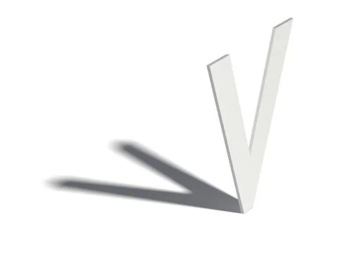 Drop shadow font. Letter V. 3D Ilustração Stock