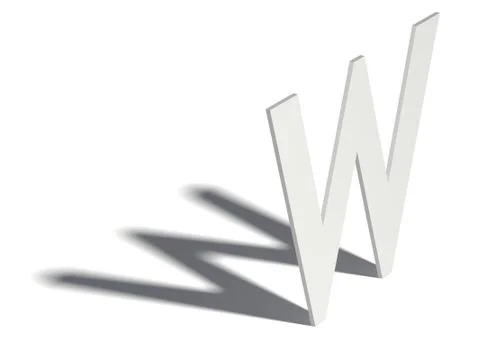 Drop shadow font. Letter W. 3D Ilustração Stock