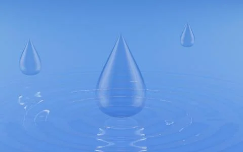 Drop shape floating on the water, 3d rendering. Stock Illustration