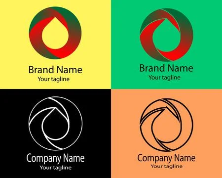 Drop shape symbol logo design between round circle Stock Illustration
