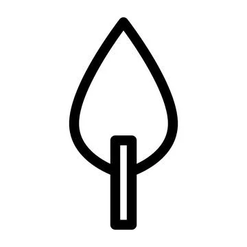 Drop shaped tree flat outline icon Stock Illustration