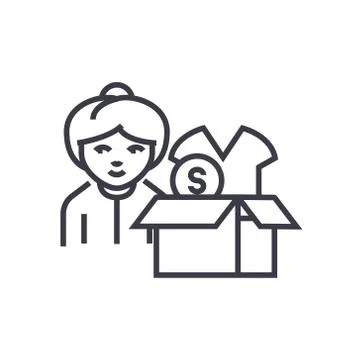 Drop shipping concept concept vector thin line icon, symbol, sign, illustration 스톡 일러스트