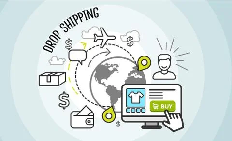 Drop shipping concept. Dropship, cargo and buy, イラスト素材