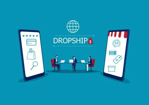 Drop shopping online e-commerce business concept, vector illustrator. Stock Illustration