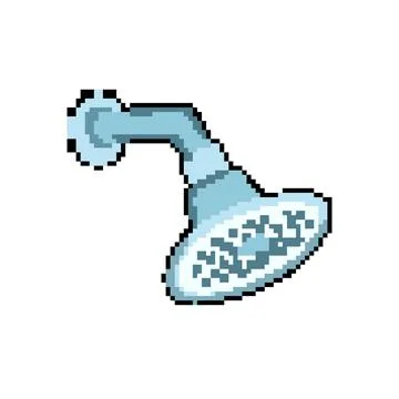 Drop shower head pixel art vector illustration Stock Illustration