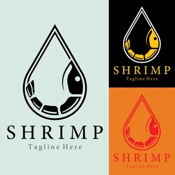 Drop With Shrimp Logo Design Stock Illustration