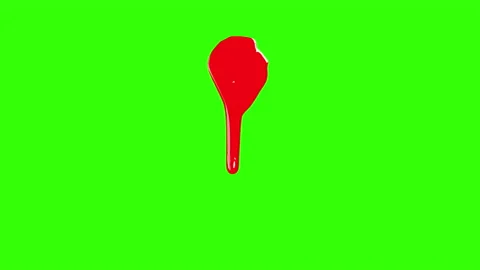 Drop Spill Red isolated on Green Screen 4k With Alpha channel Stock Footage 142801508