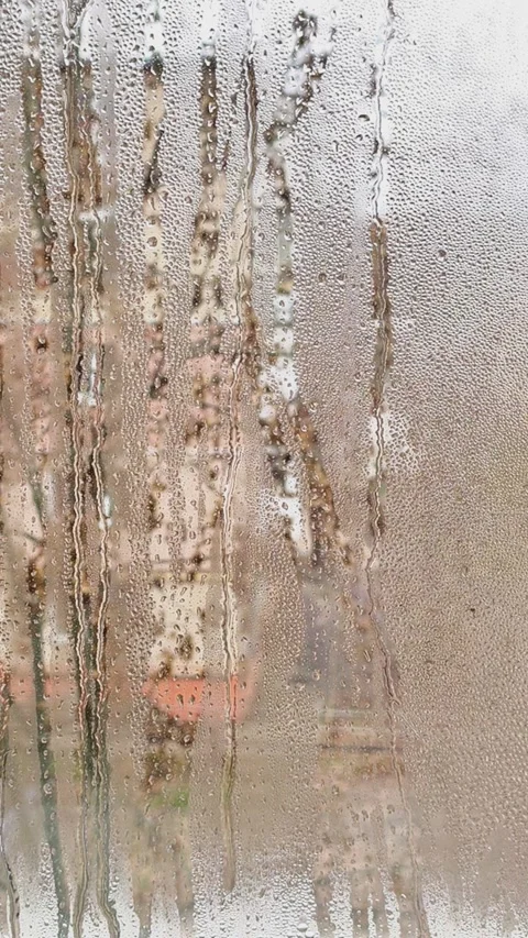 Drop streams on wet window glass, Stock Footage 330491793