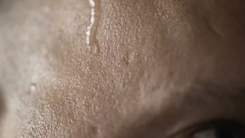 A drop of sweat on his face. Stock Footage