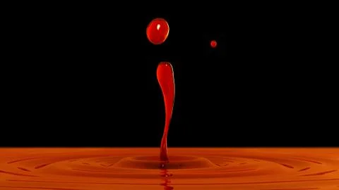 Drop of tea macro with the focus effect (side view on black background) Stock Illustration